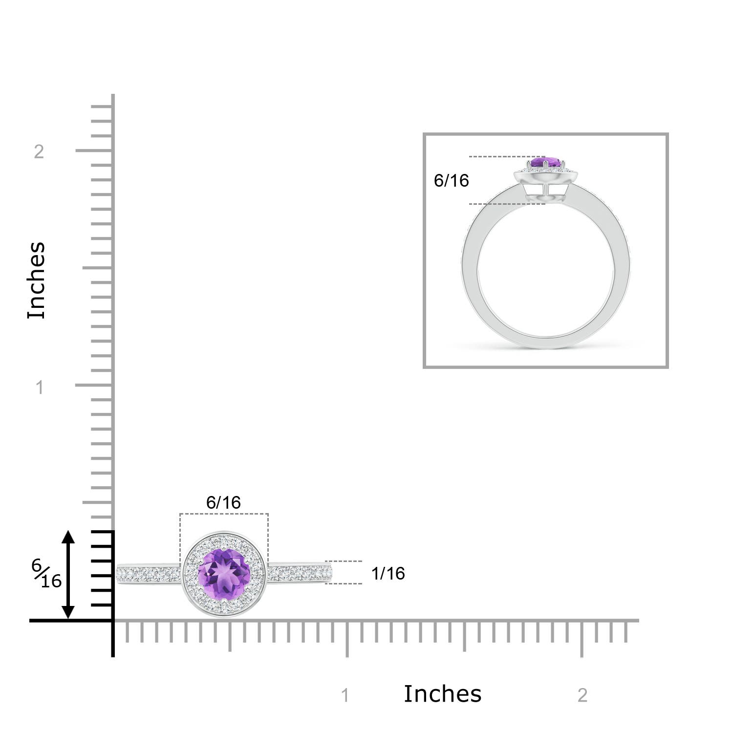 A - Amethyst / 0.67 CT / 14 KT White Gold