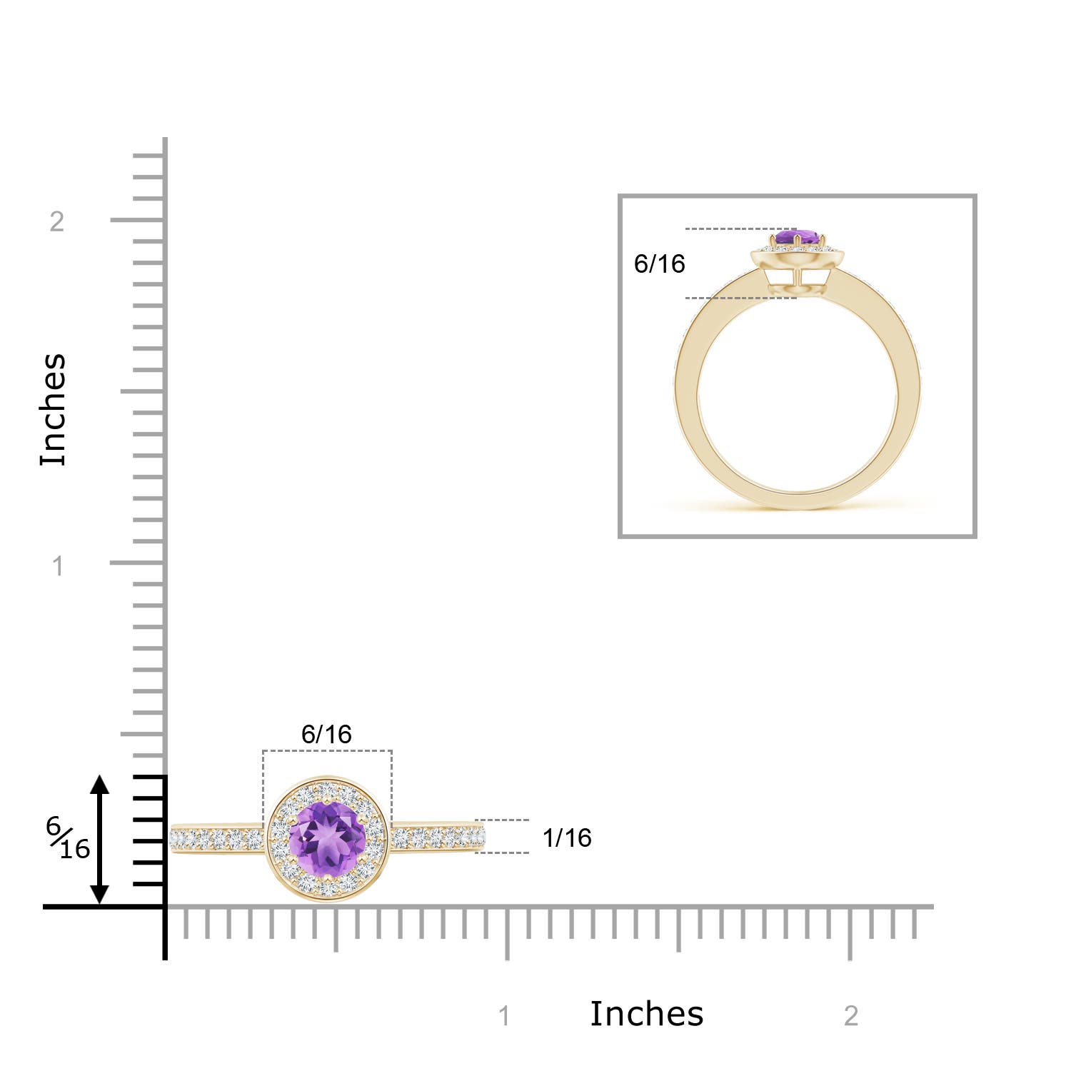 A - Amethyst / 0.67 CT / 14 KT Yellow Gold