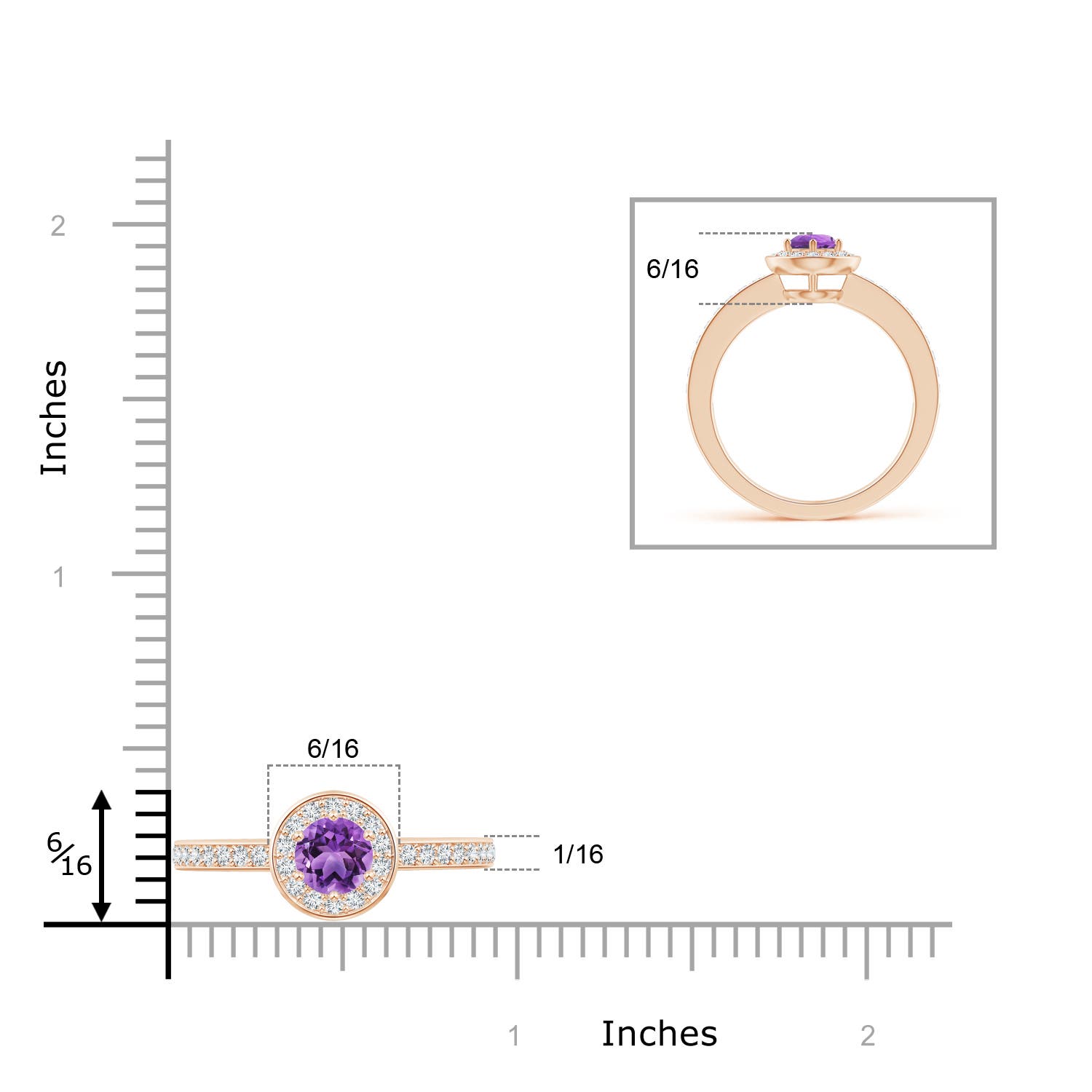 AA - Amethyst / 0.67 CT / 14 KT Rose Gold