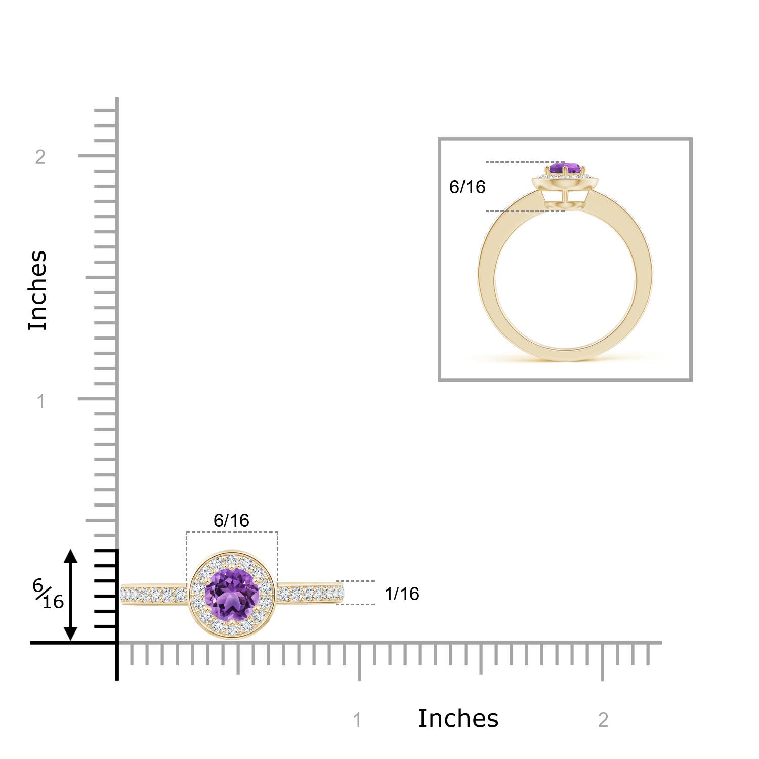 AA - Amethyst / 0.67 CT / 14 KT Yellow Gold