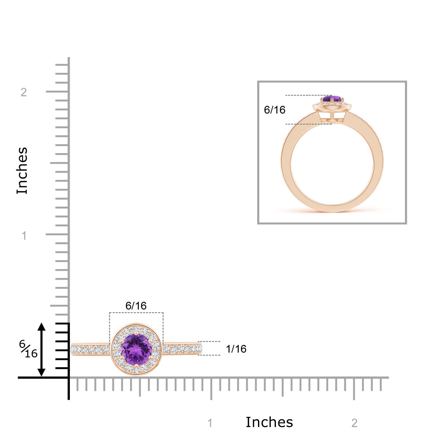 AAA - Amethyst / 0.67 CT / 14 KT Rose Gold