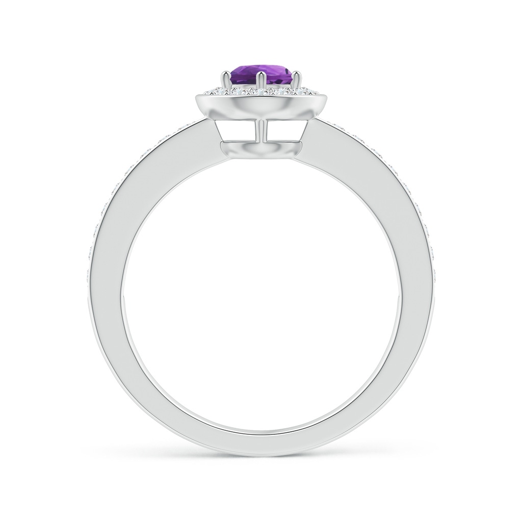 5mm AAA Amethyst Halo Ring with Diamond Accents in White Gold Side1