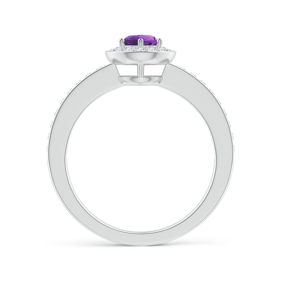 5mm AAA Amethyst Halo Ring with Diamond Accents in White Gold side1