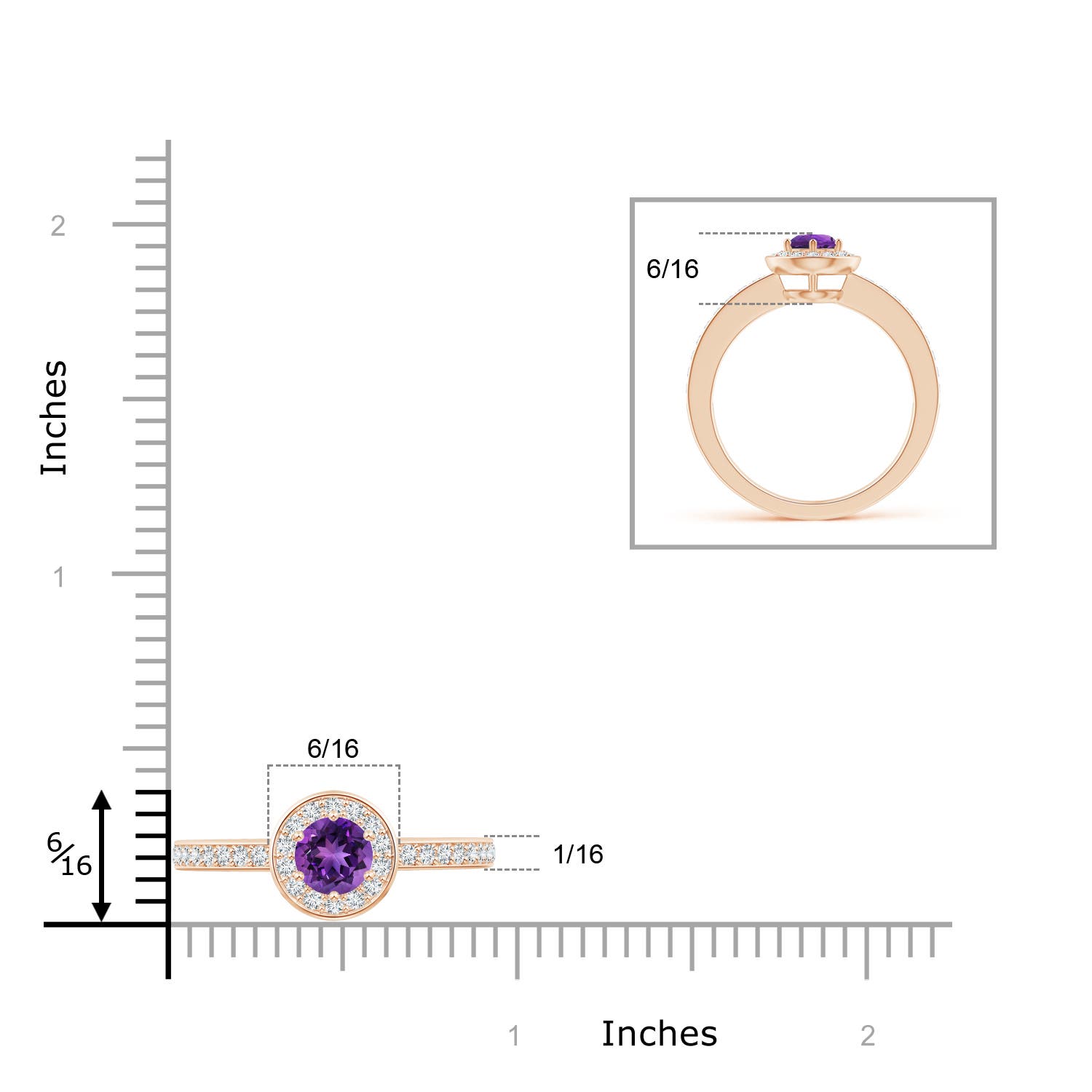 AAAA - Amethyst / 0.67 CT / 14 KT Rose Gold