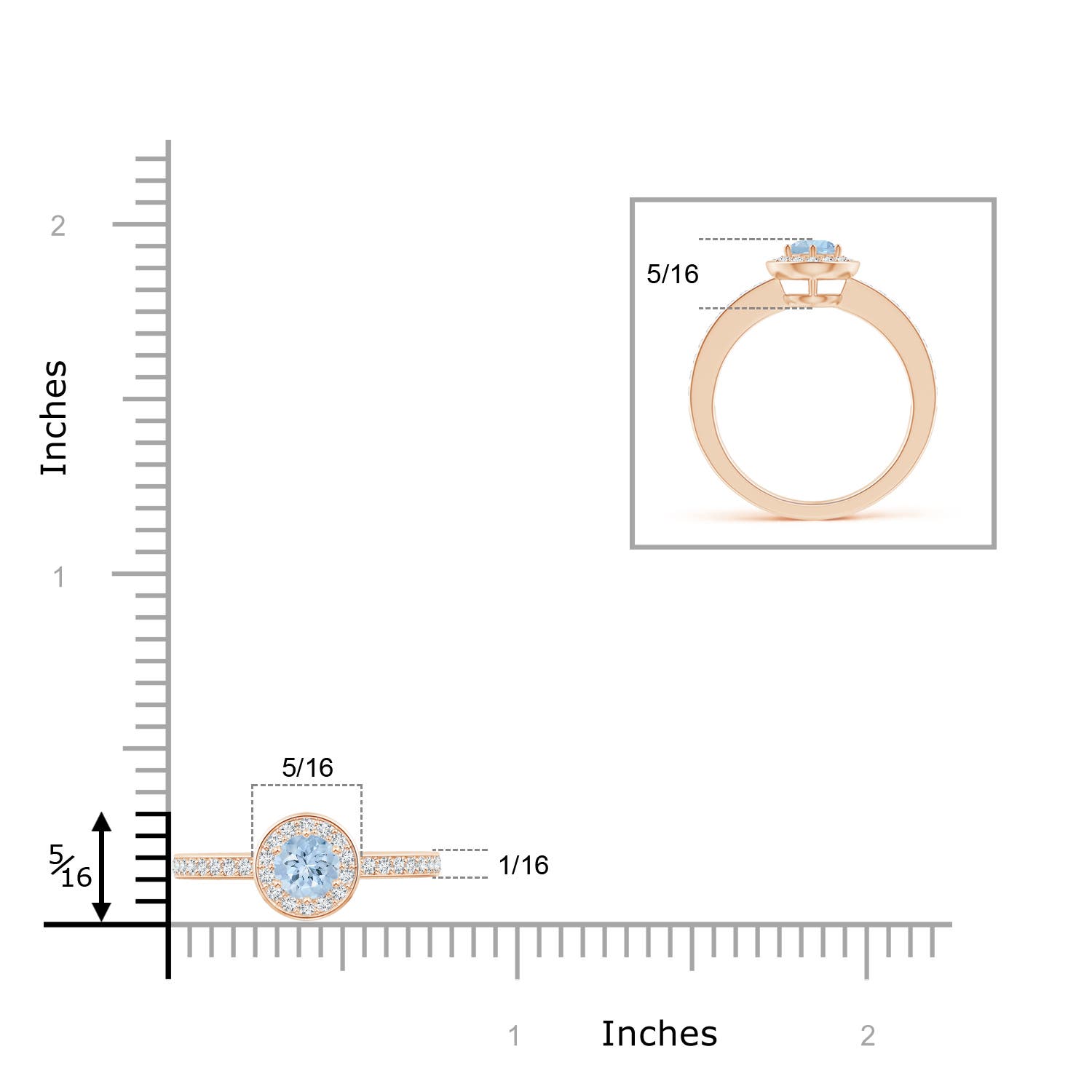 AA - Aquamarine / 0.36 CT / 14 KT Rose Gold