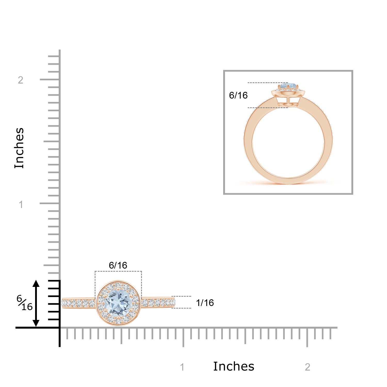 A - Aquamarine / 0.62 CT / 14 KT Rose Gold