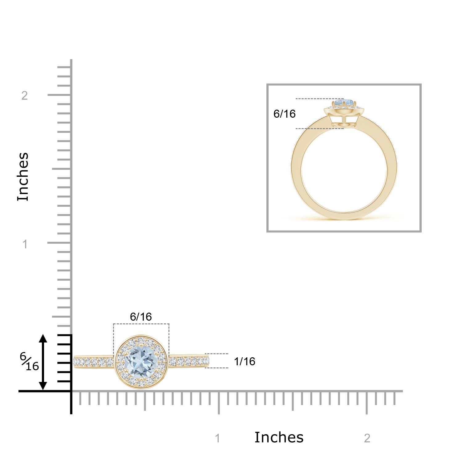 A - Aquamarine / 0.62 CT / 14 KT Yellow Gold