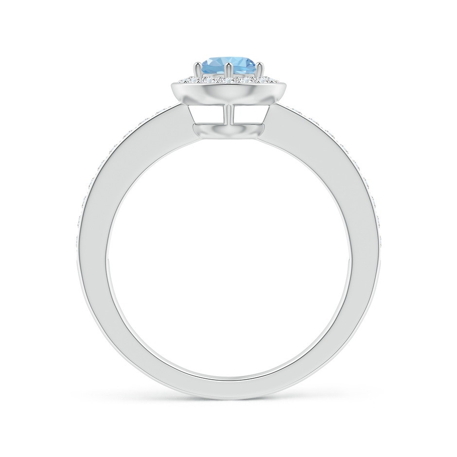 5mm AAA Aquamarine Halo Ring with Diamond Accents in White Gold side1