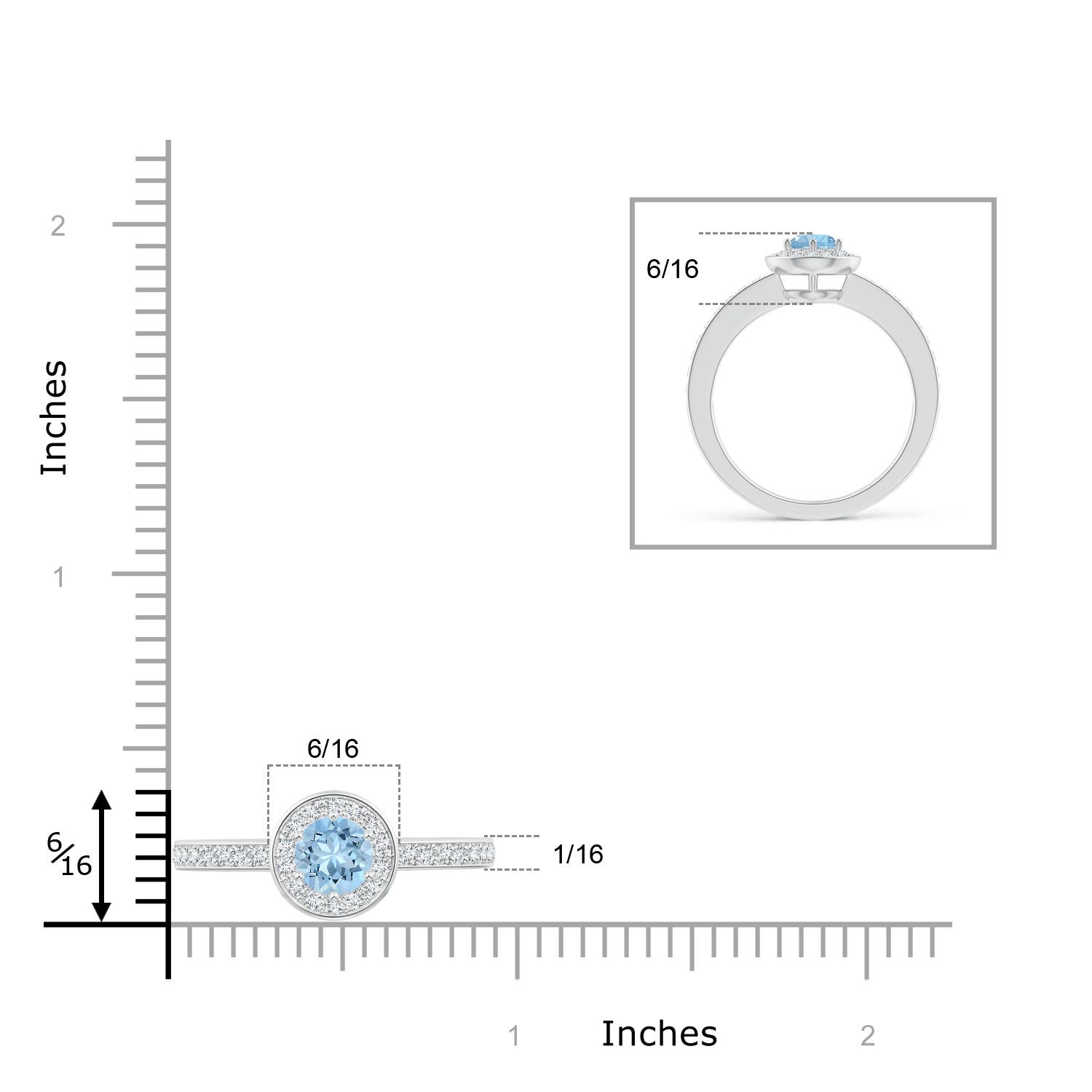 AAA - Aquamarine / 0.62 CT / 14 KT White Gold