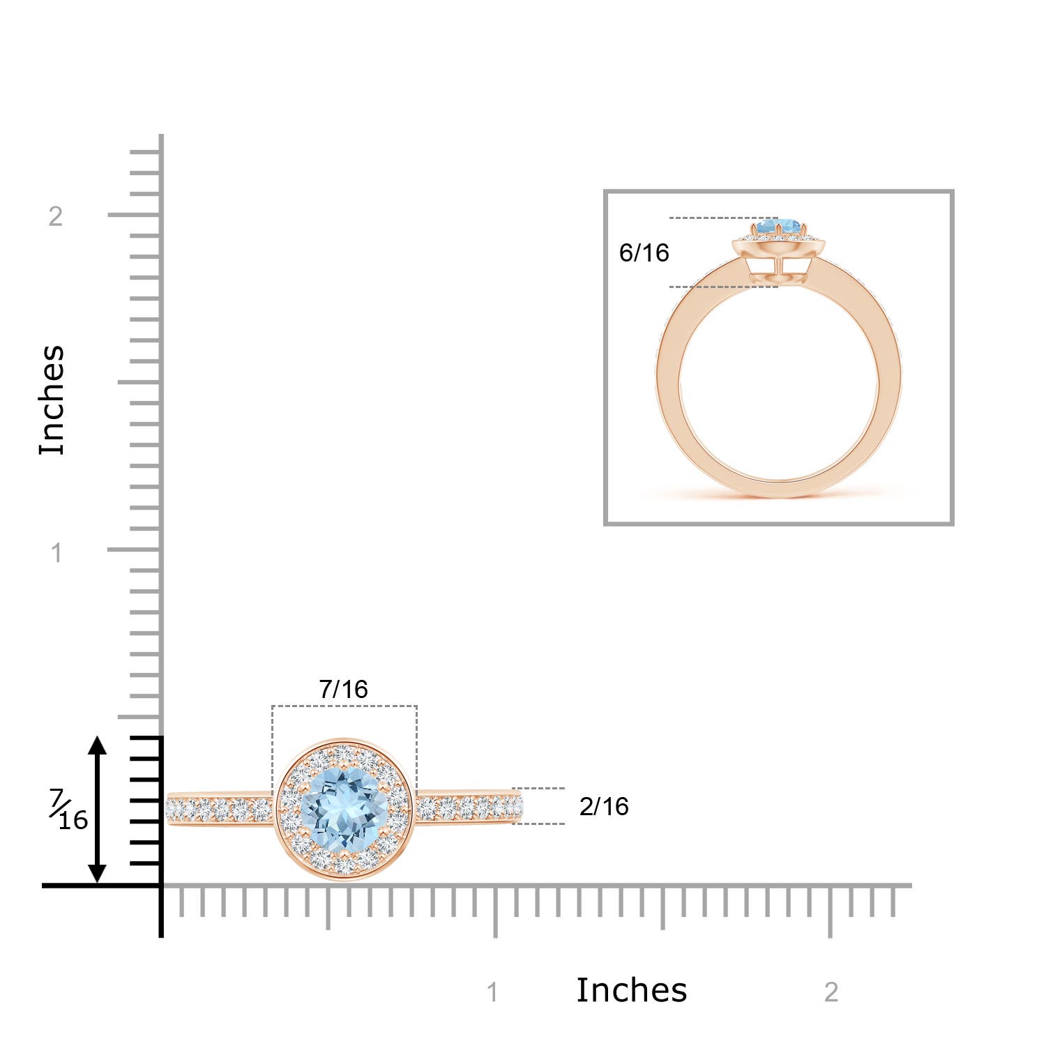 AAA - Aquamarine / 1.08 CT / 14 KT Rose Gold