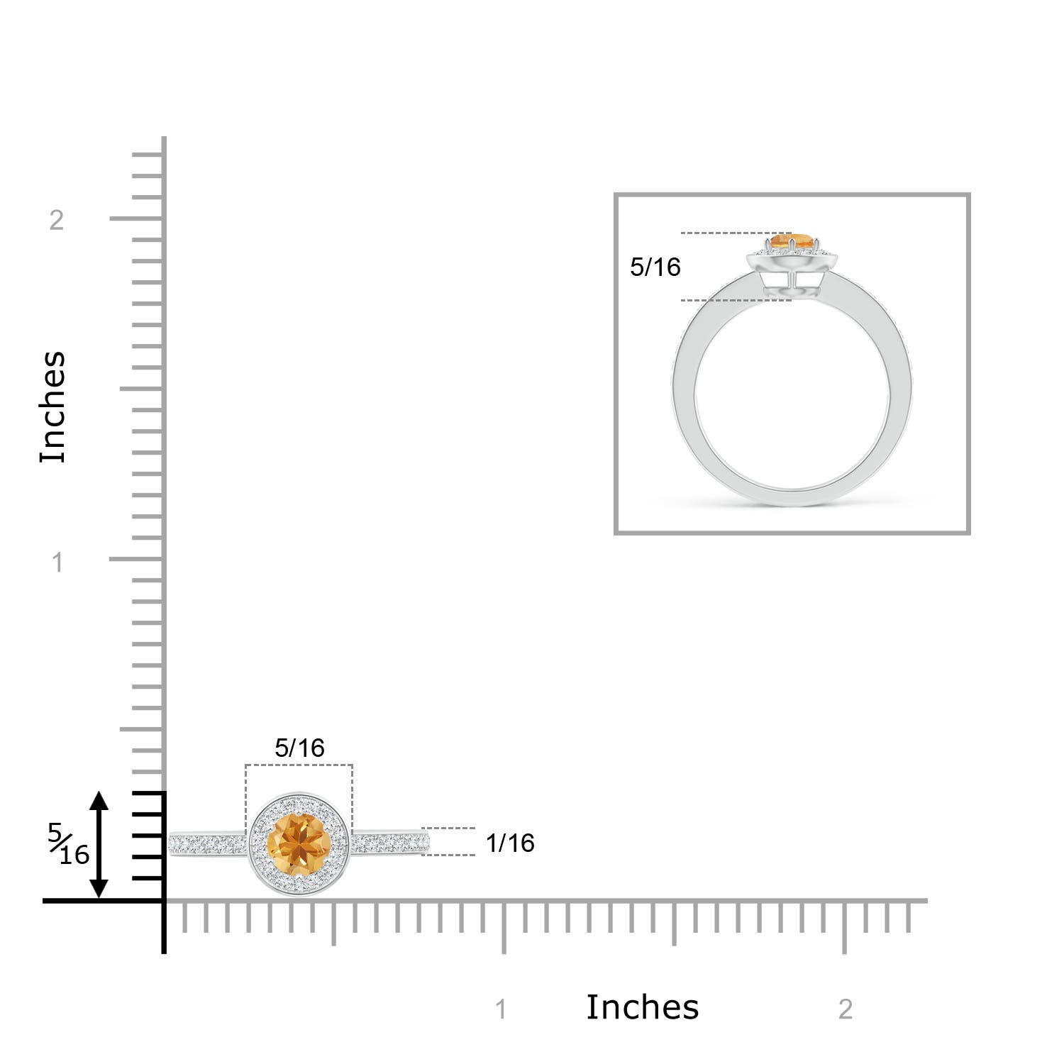 A - Citrine / 0.39 CT / 14 KT White Gold