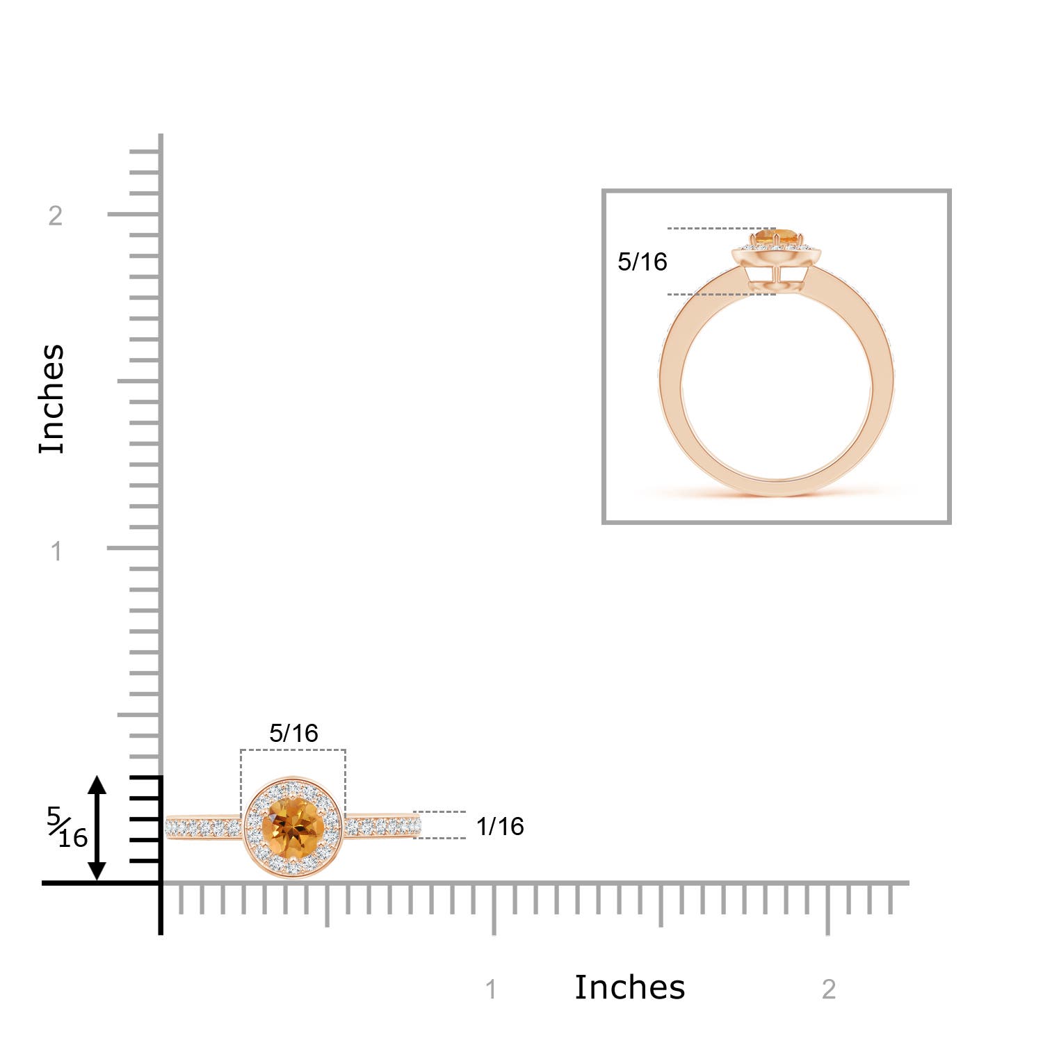 AA - Citrine / 0.39 CT / 14 KT Rose Gold