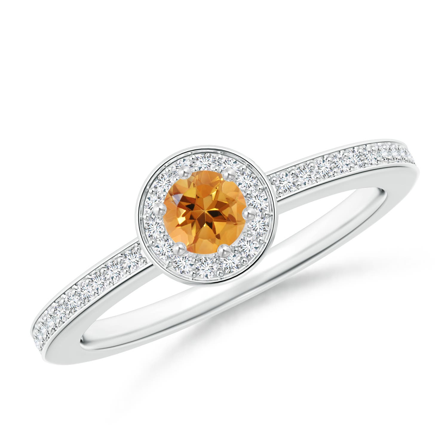 AA - Citrine / 0.39 CT / 14 KT White Gold