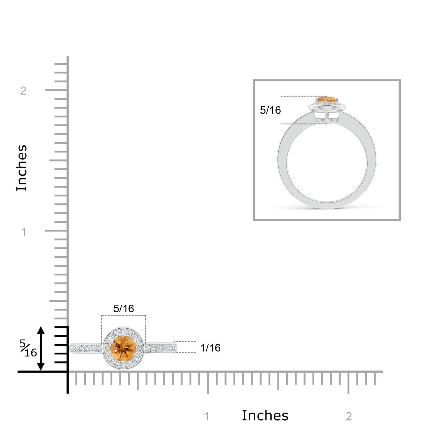 AA - Citrine / 0.39 CT / 14 KT White Gold