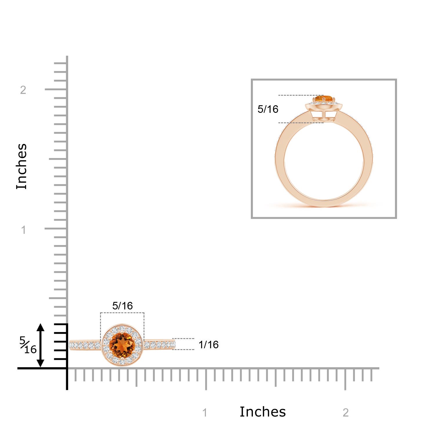 AAAA - Citrine / 0.39 CT / 14 KT Rose Gold