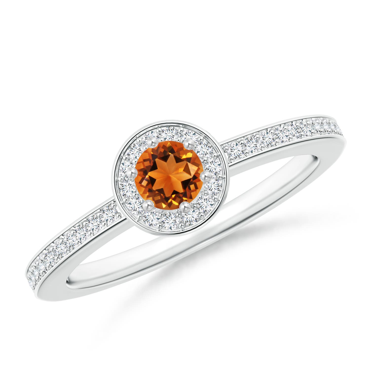 AAAA - Citrine / 0.39 CT / 14 KT White Gold