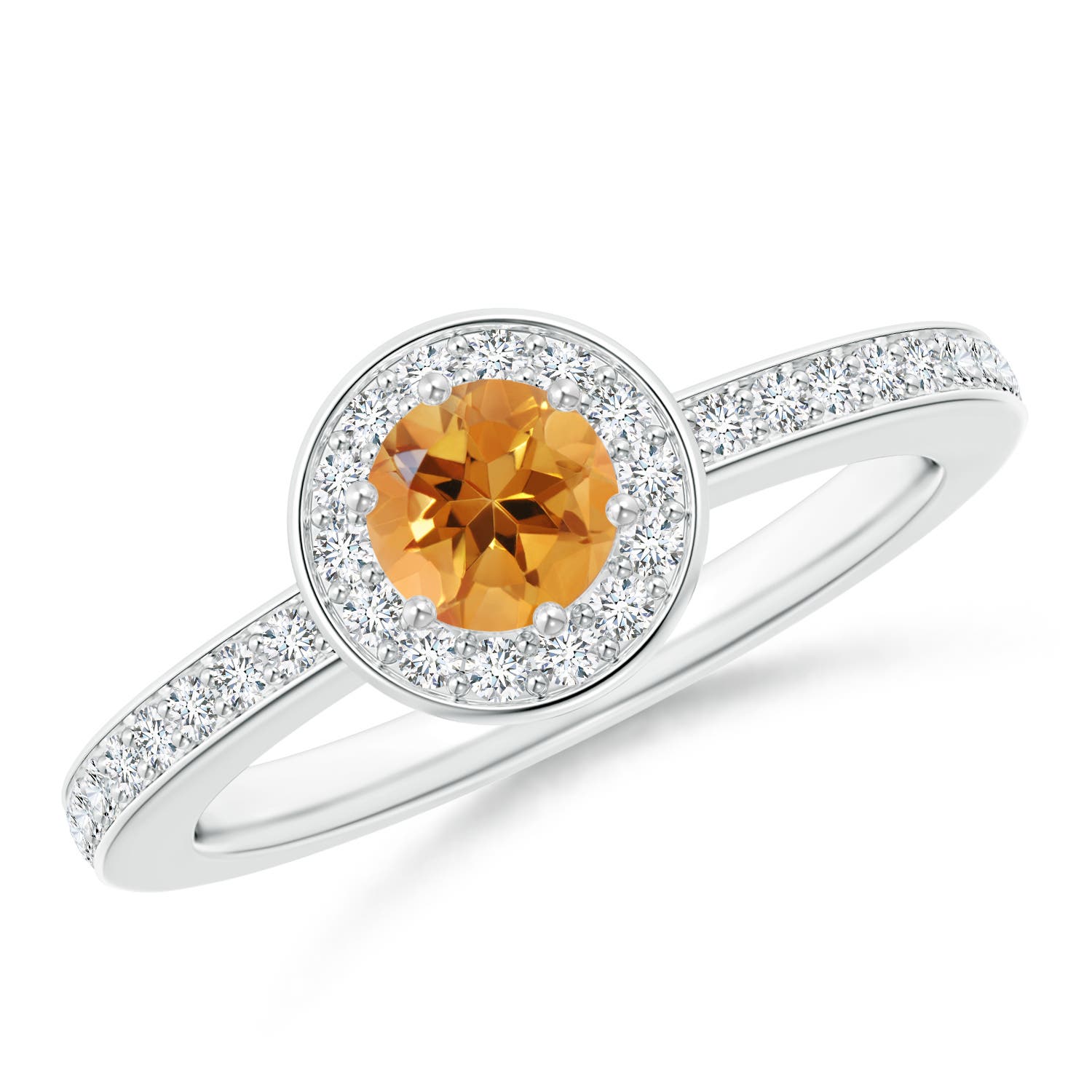 AA - Citrine / 0.67 CT / 14 KT White Gold