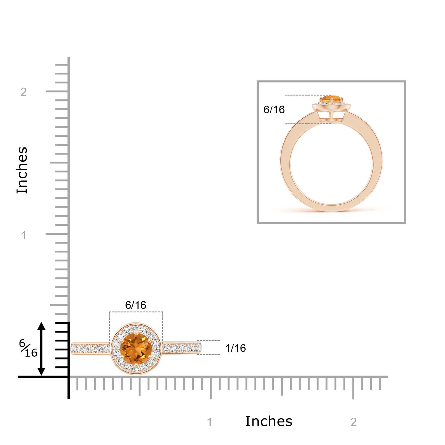 AAA - Citrine / 0.67 CT / 14 KT Rose Gold