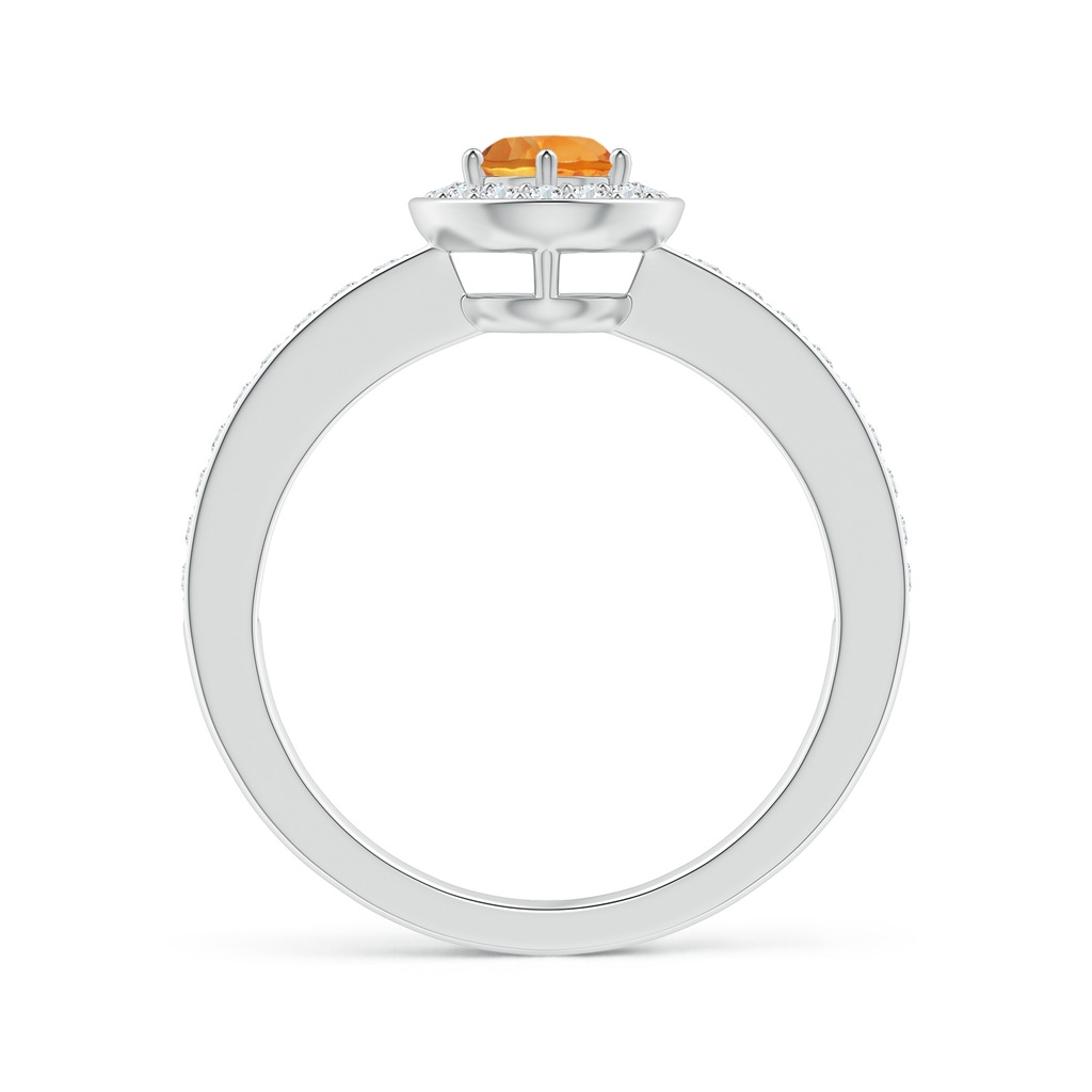 5mm AAA Citrine Halo Ring with Diamond Accents in White Gold Side1