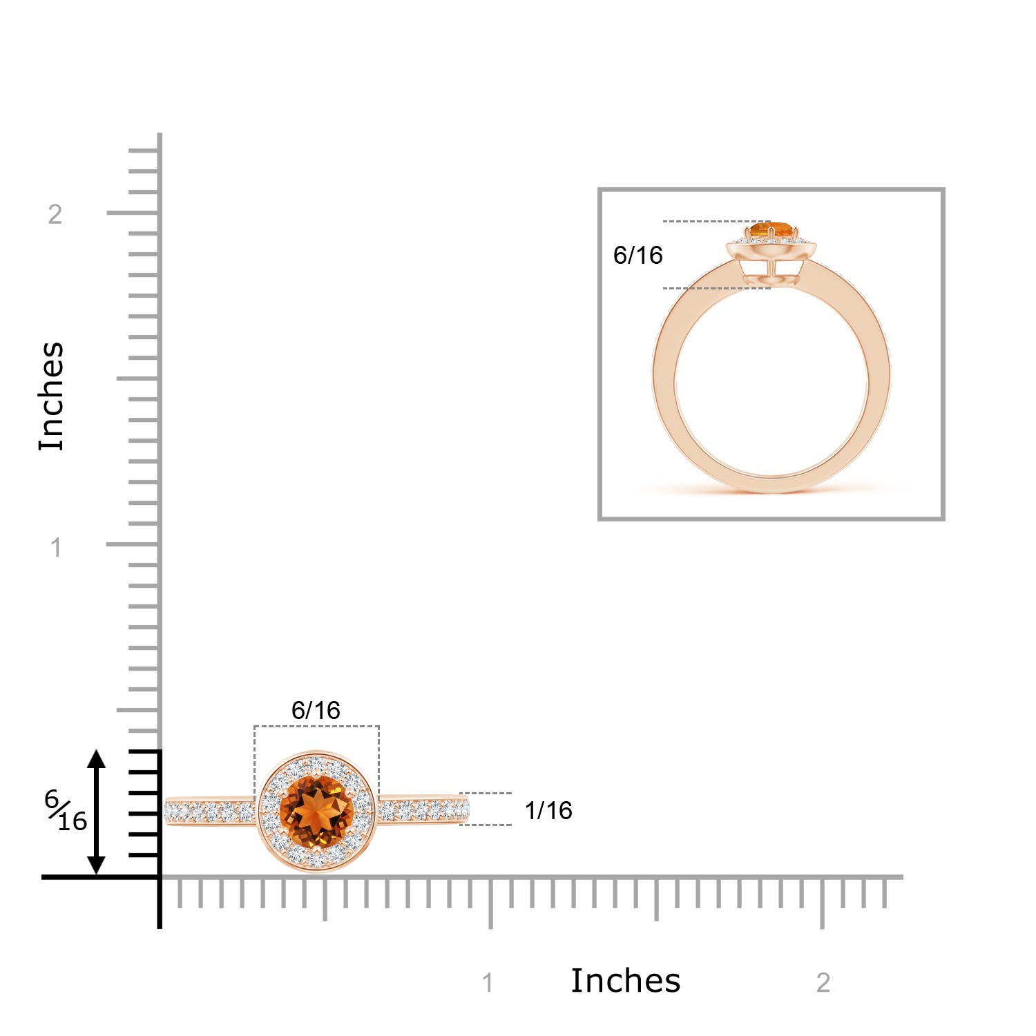 AAAA - Citrine / 0.67 CT / 14 KT Rose Gold