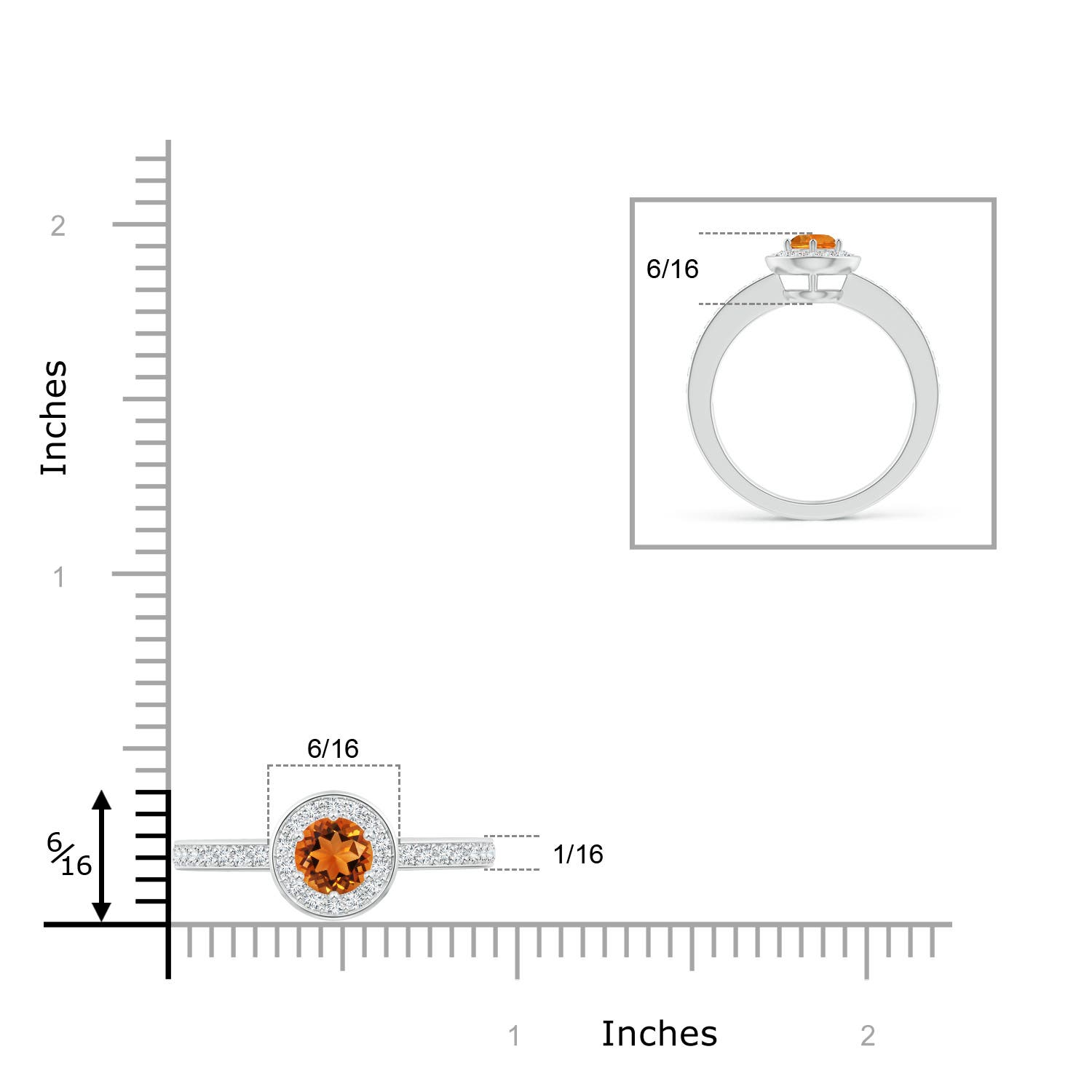 AAAA - Citrine / 0.67 CT / 14 KT White Gold