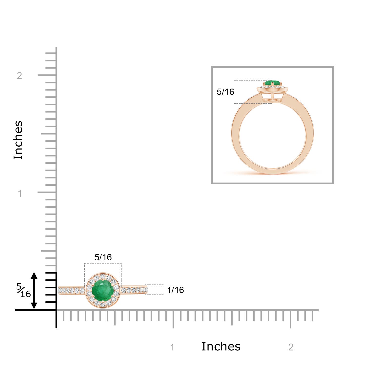 A - Emerald / 0.4 CT / 14 KT Rose Gold