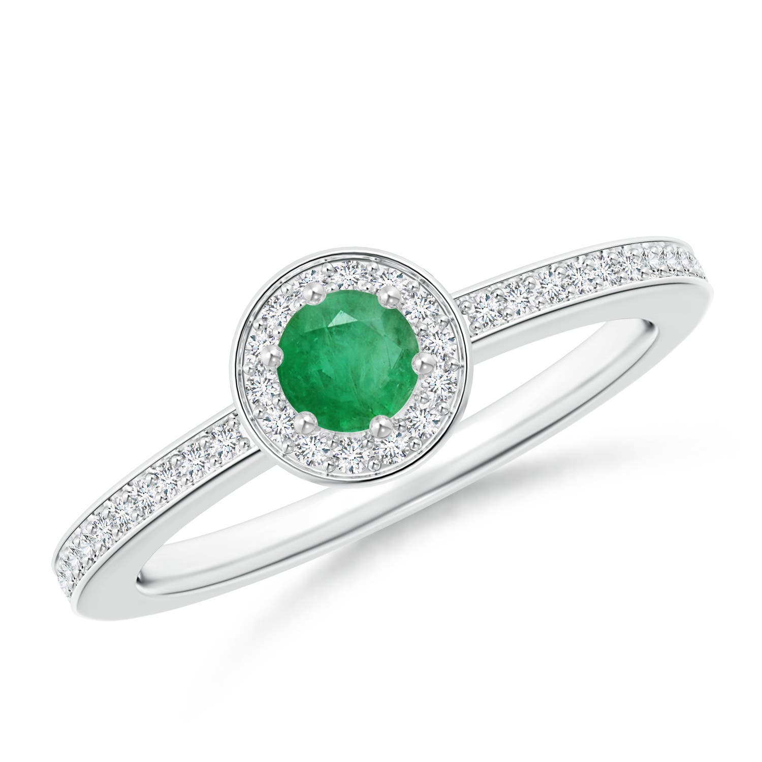 A - Emerald / 0.4 CT / 14 KT White Gold