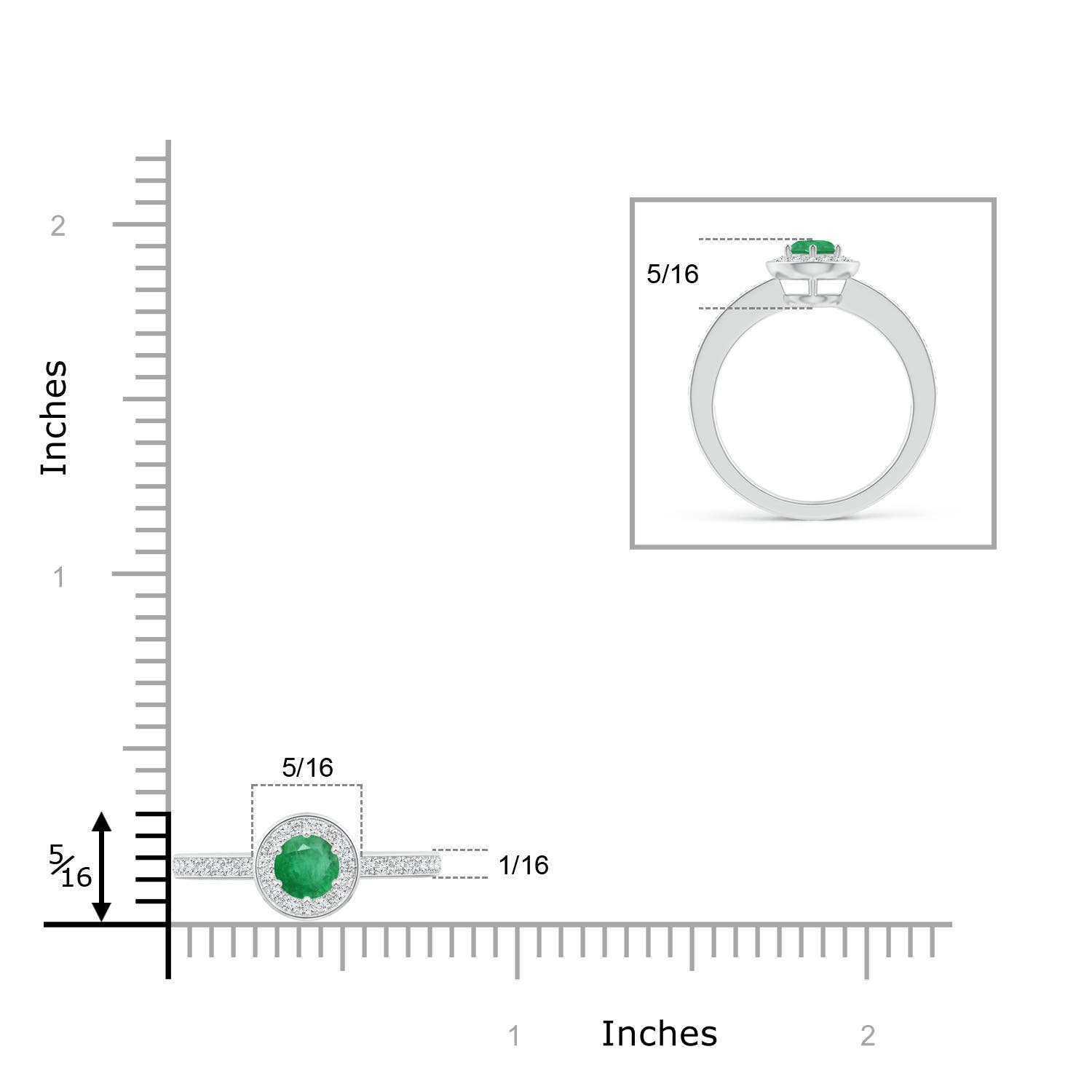 A - Emerald / 0.4 CT / 14 KT White Gold