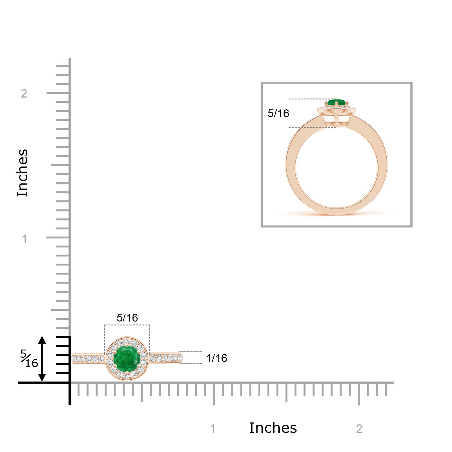 AA - Emerald / 0.4 CT / 14 KT Rose Gold