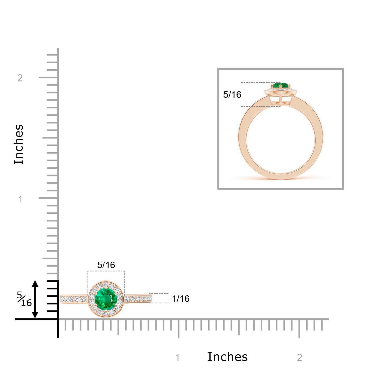 AAA - Emerald / 0.4 CT / 14 KT Rose Gold