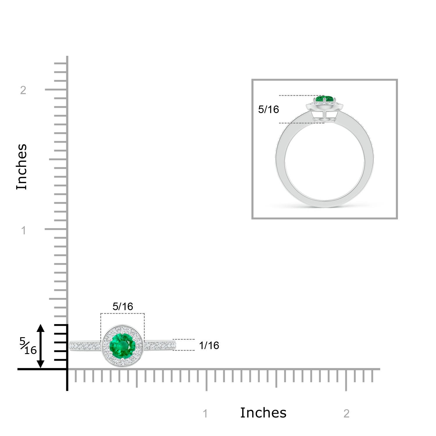 AAA - Emerald / 0.4 CT / 14 KT White Gold