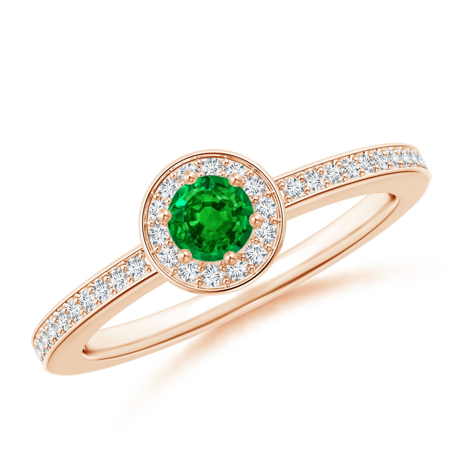 AAAA - Emerald / 0.4 CT / 14 KT Rose Gold