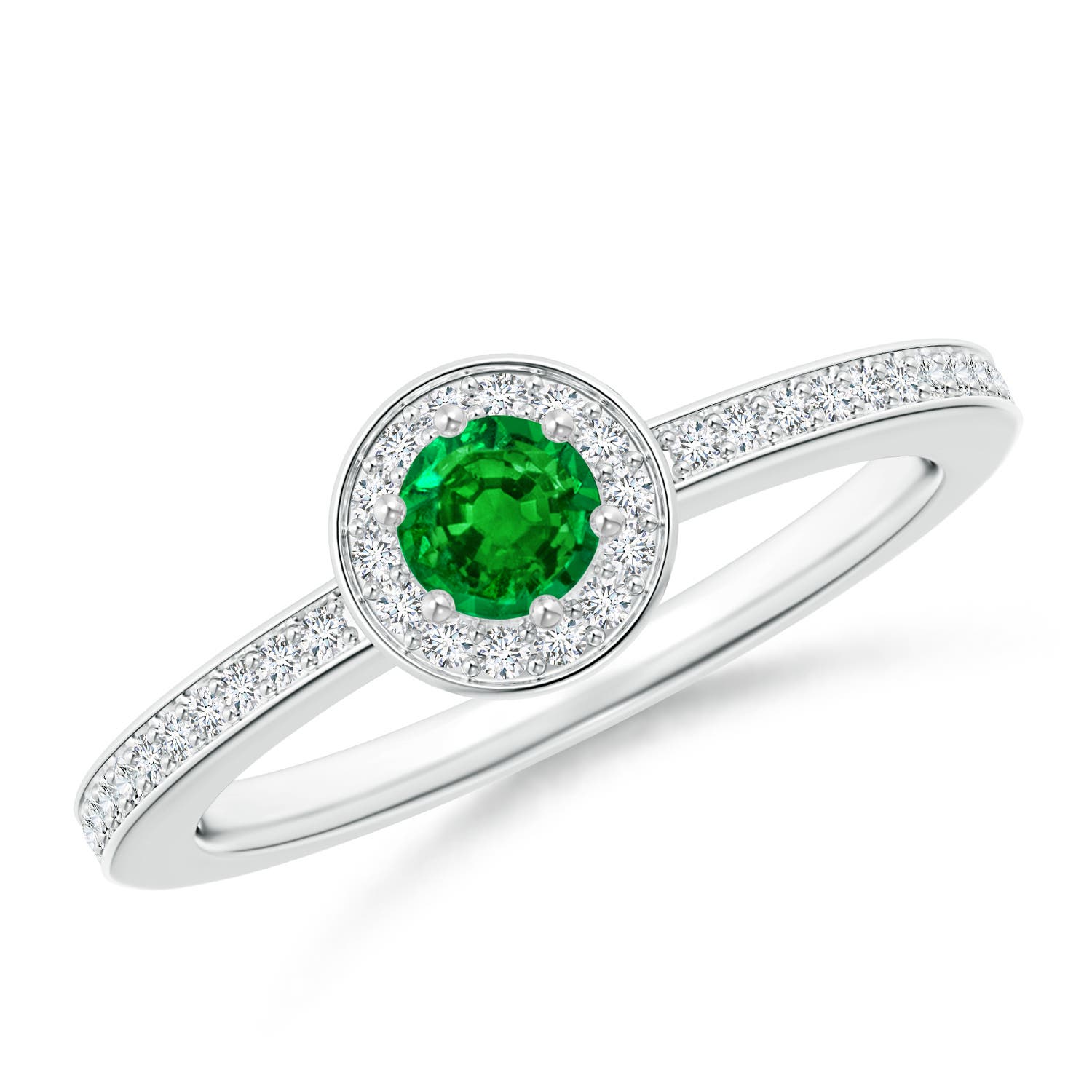 AAAA - Emerald / 0.4 CT / 14 KT White Gold