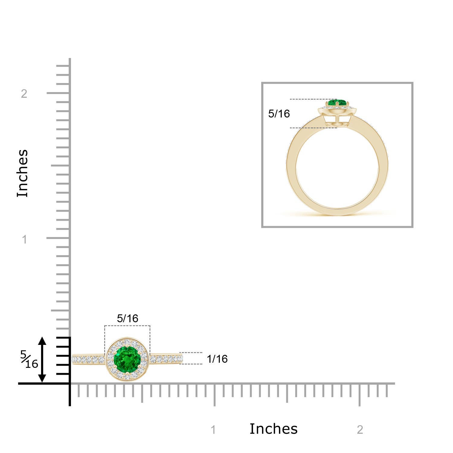 AAAA - Emerald / 0.4 CT / 14 KT Yellow Gold