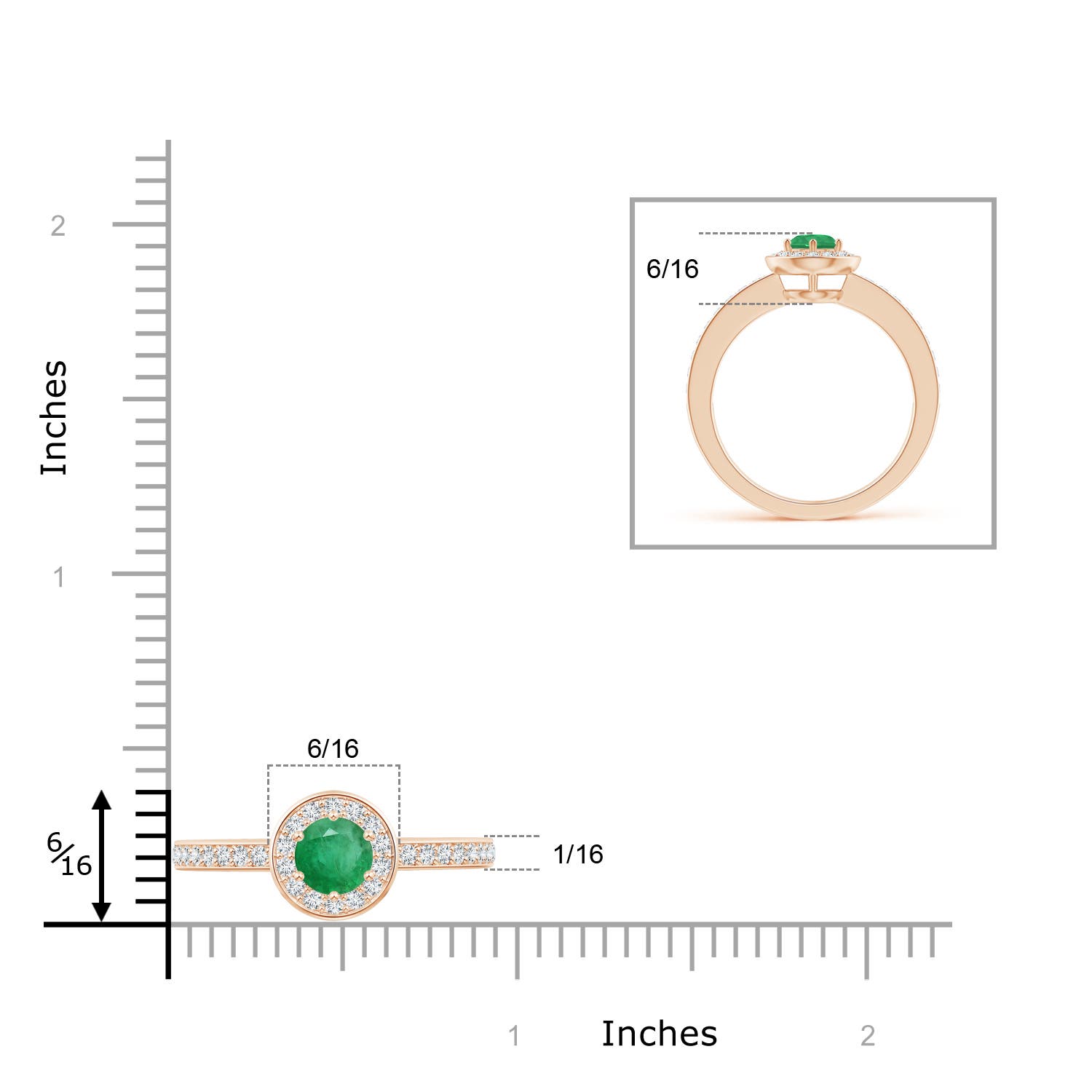 A - Emerald / 0.7 CT / 14 KT Rose Gold