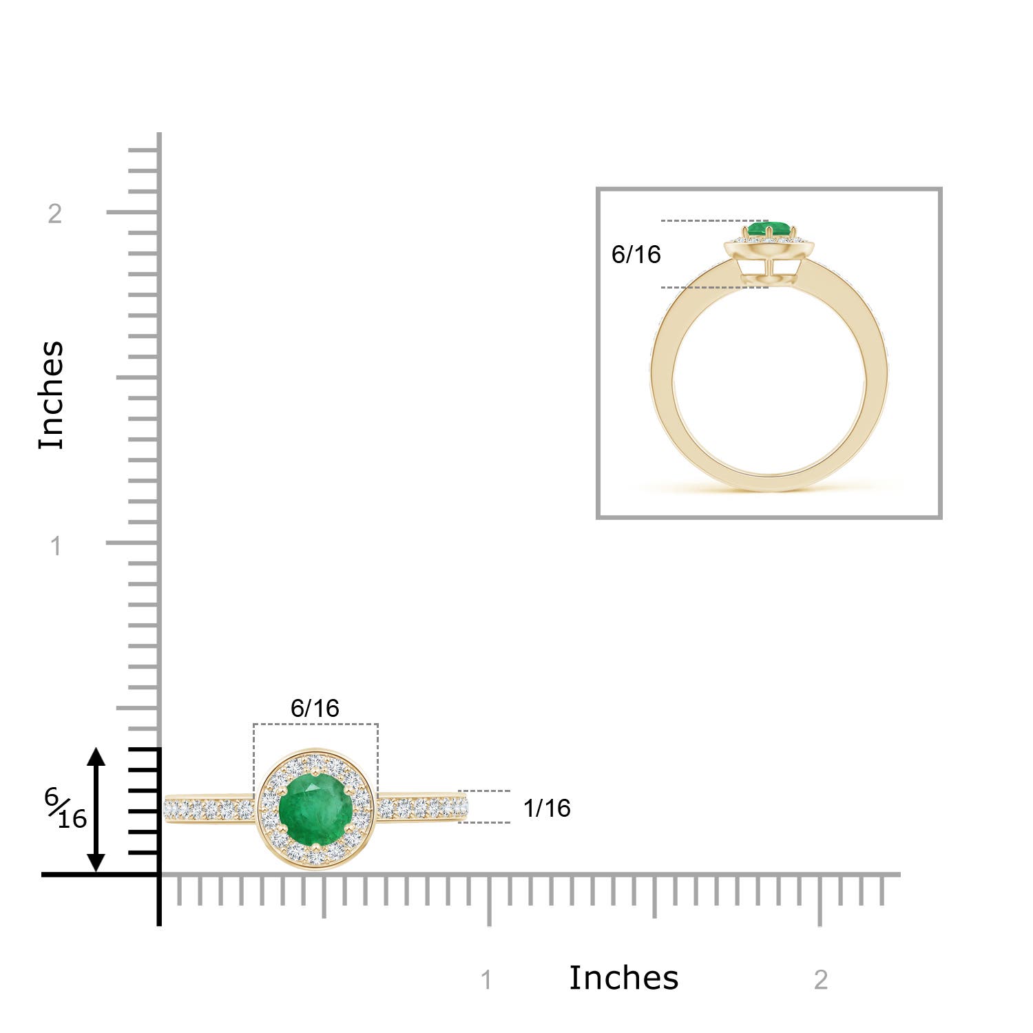 A - Emerald / 0.7 CT / 14 KT Yellow Gold