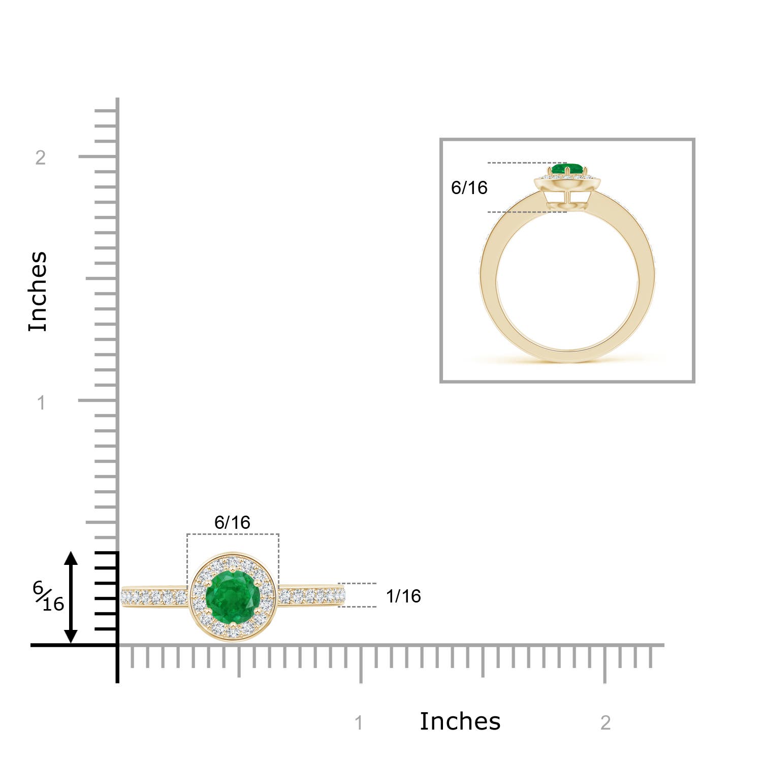 AA - Emerald / 0.7 CT / 14 KT Yellow Gold