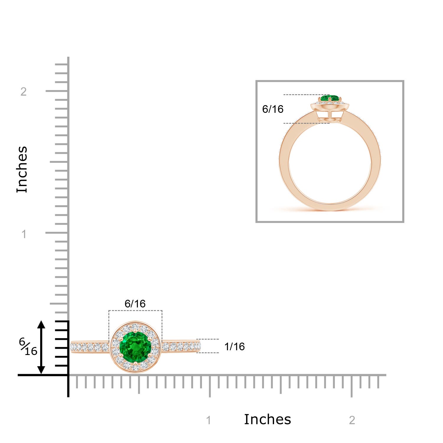 AAAA - Emerald / 0.7 CT / 14 KT Rose Gold