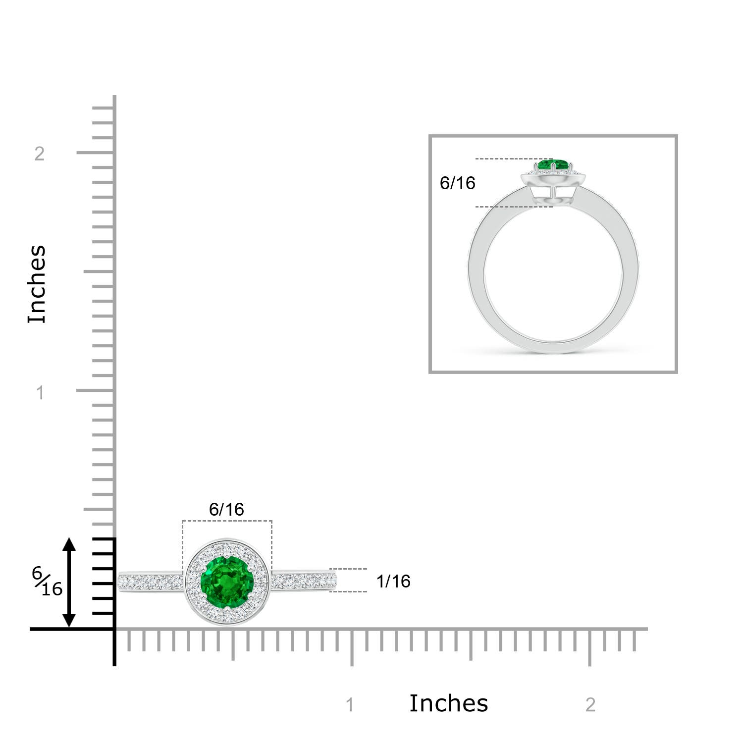 AAAA - Emerald / 0.7 CT / 14 KT White Gold