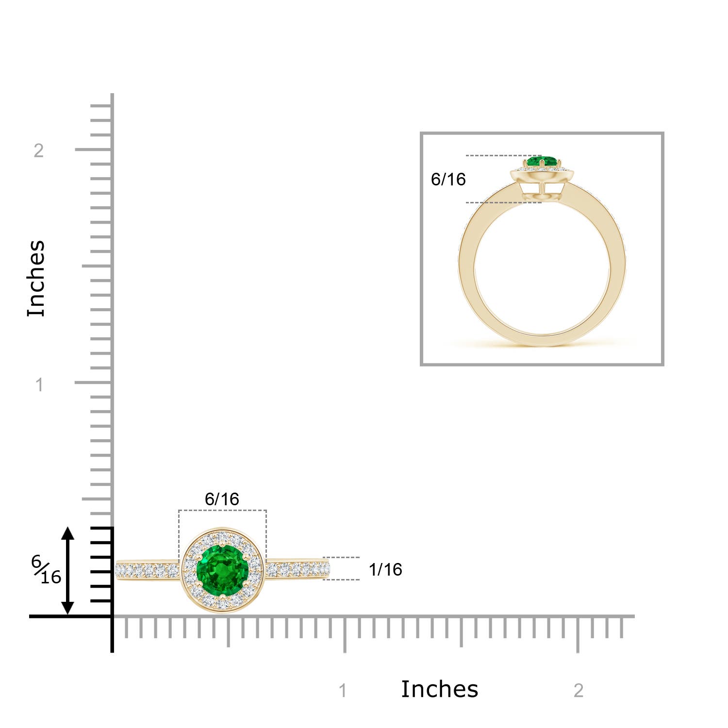 AAAA - Emerald / 0.7 CT / 14 KT Yellow Gold