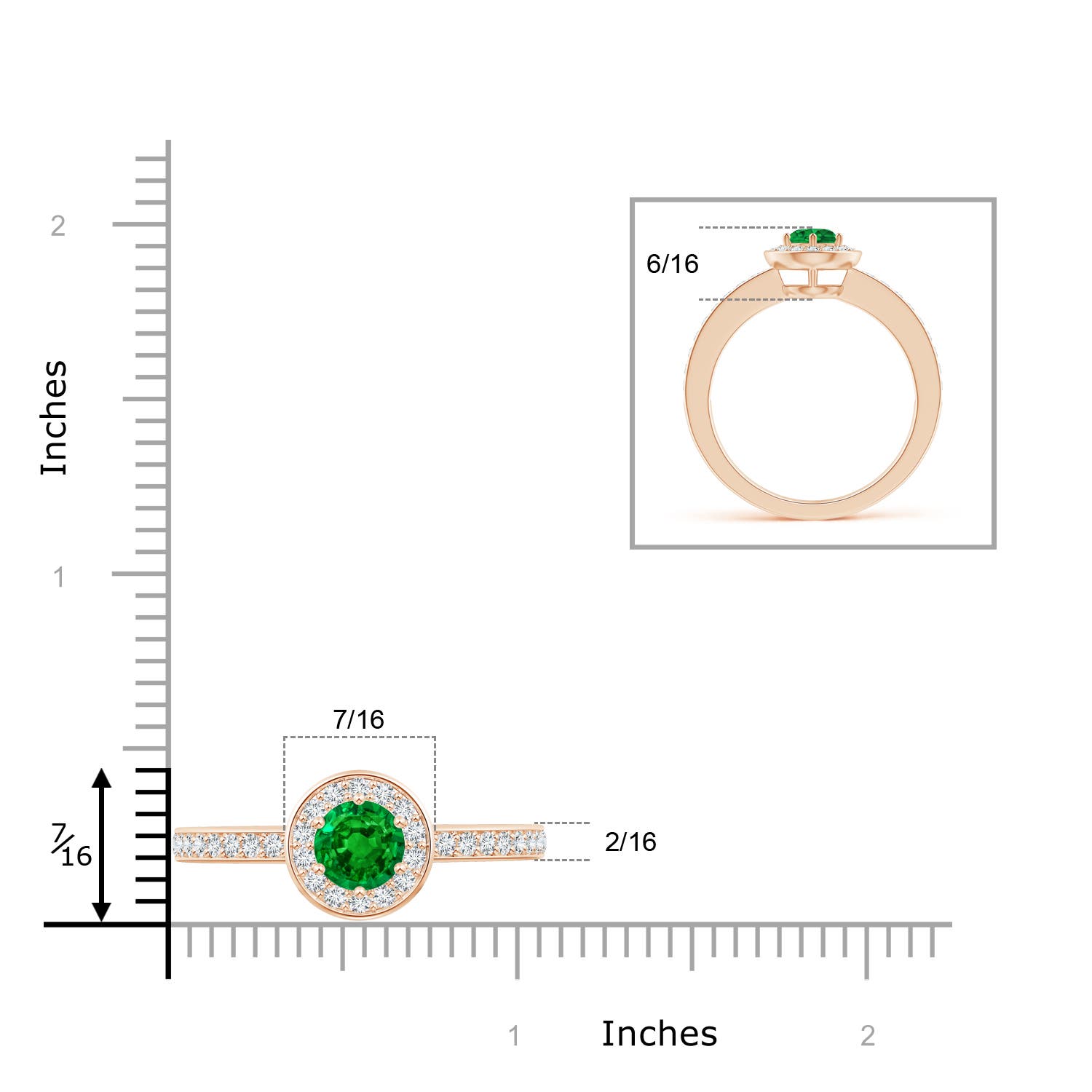 AAAA - Emerald / 1.11 CT / 14 KT Rose Gold