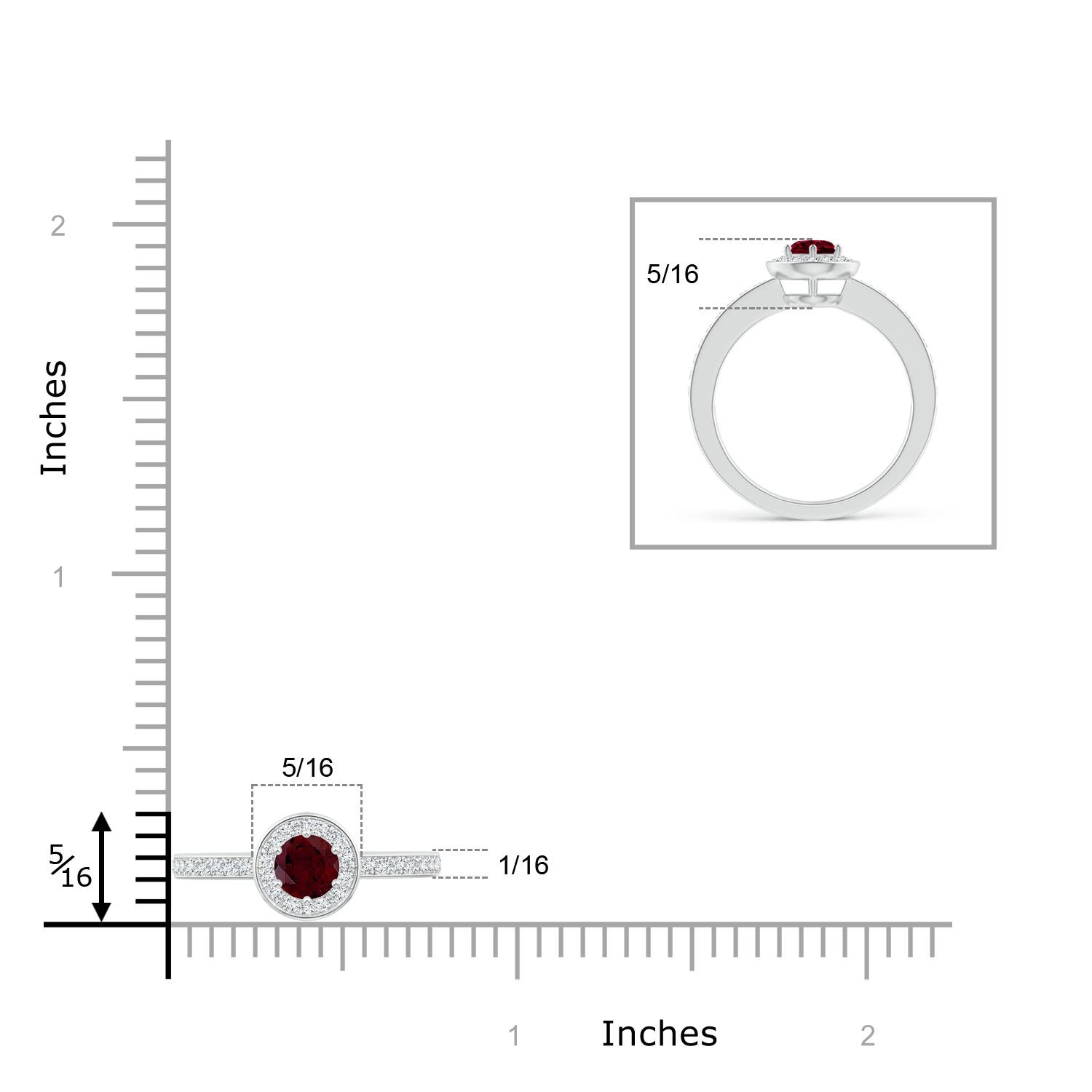 A - Garnet / 0.49 CT / 14 KT White Gold