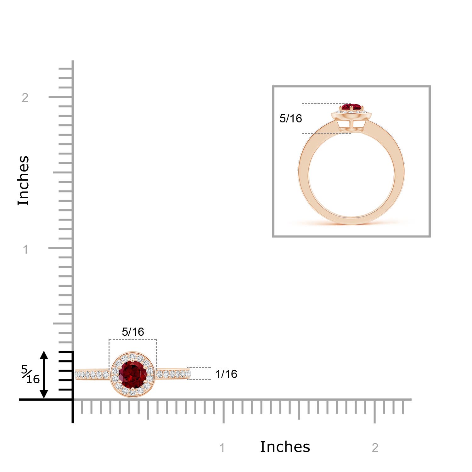 AAA - Garnet / 0.49 CT / 14 KT Rose Gold