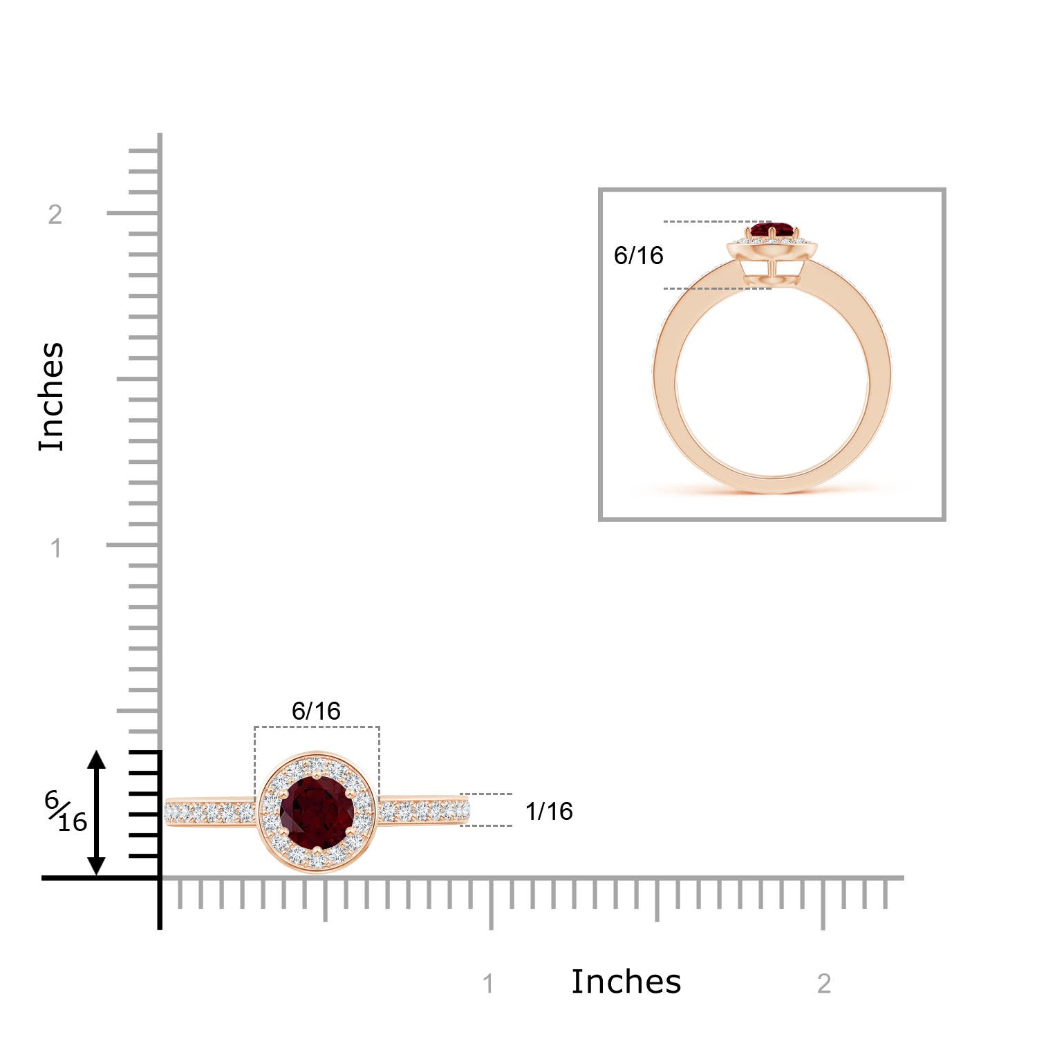 A - Garnet / 0.82 CT / 14 KT Rose Gold