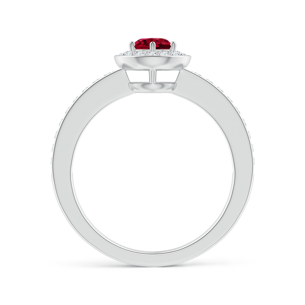 5mm AAA Garnet Halo Ring with Diamond Accents in White Gold Side1