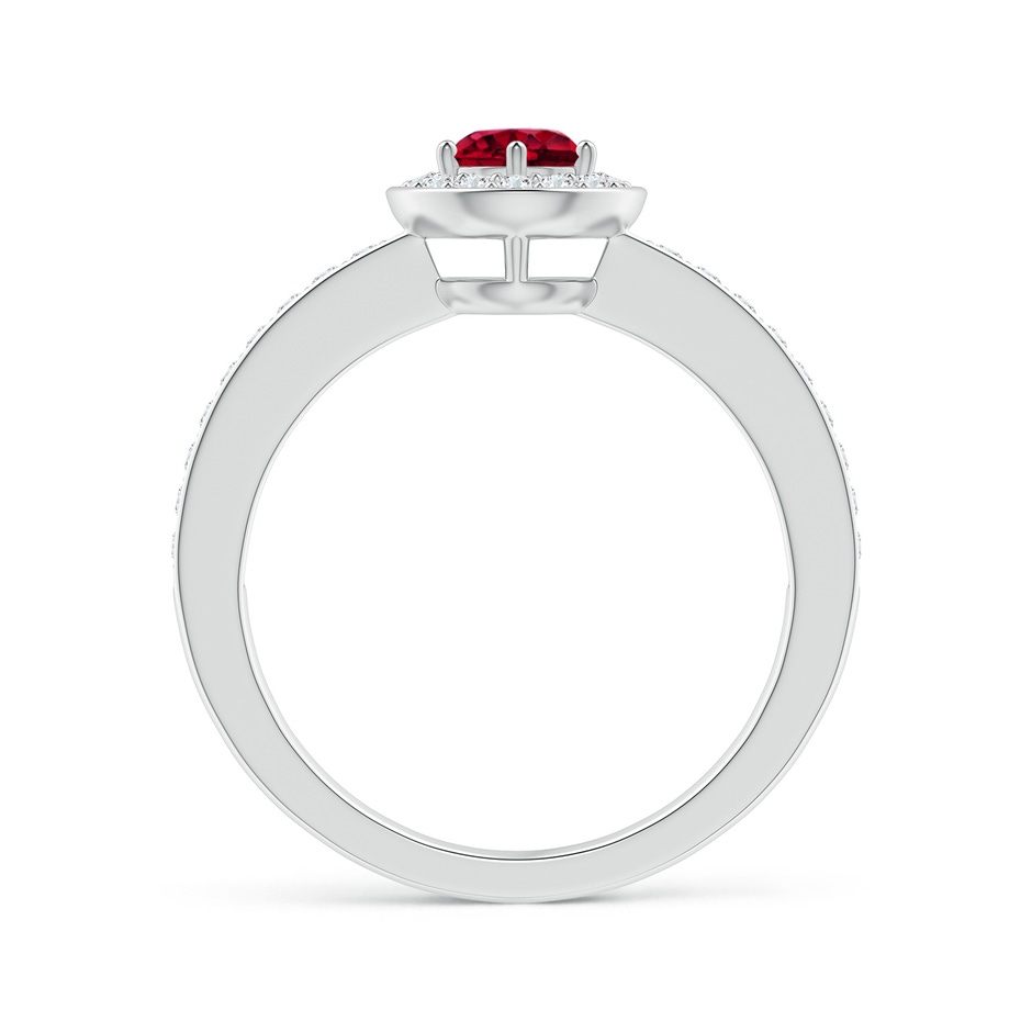 5mm AAA Garnet Halo Ring with Diamond Accents in White Gold side1