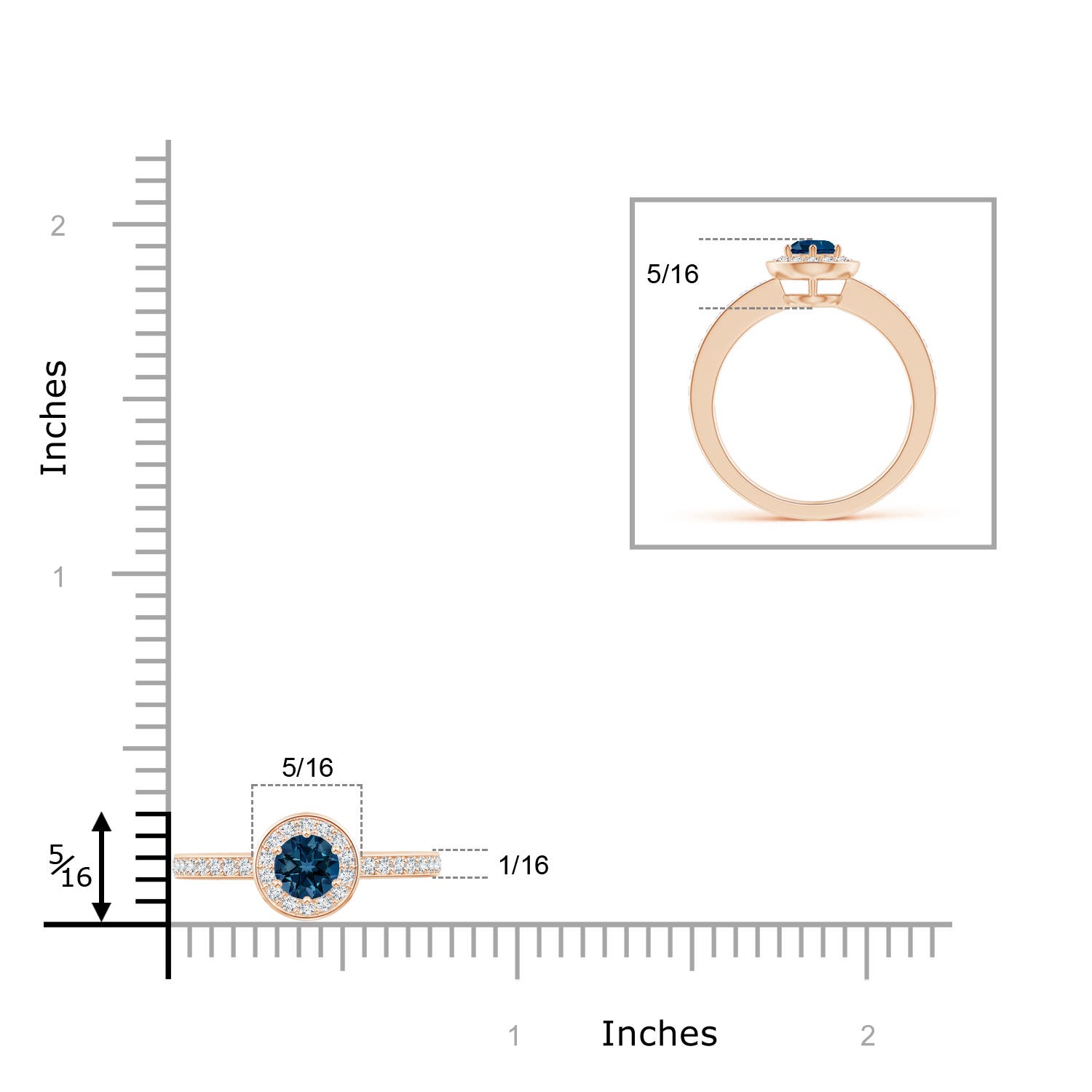 AAAA - London Blue Topaz / 0.48 CT / 14 KT Rose Gold