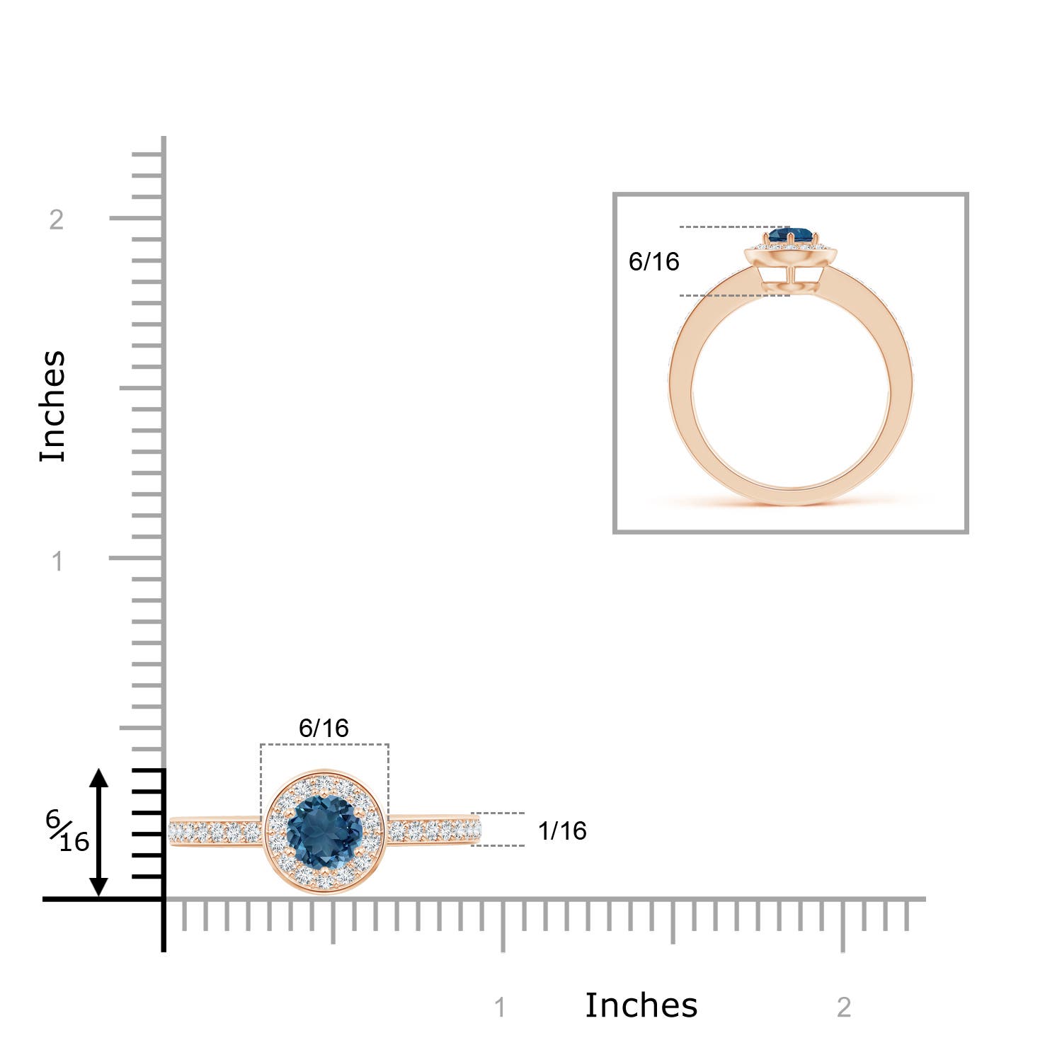 AA - London Blue Topaz / 0.82 CT / 14 KT Rose Gold