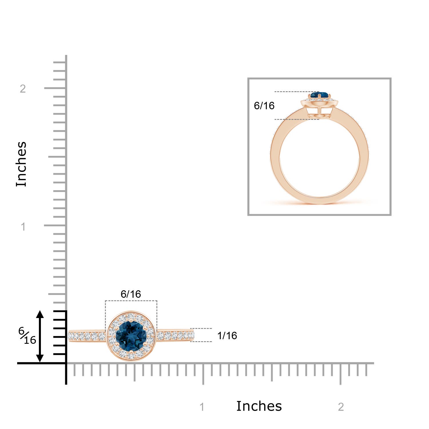 AAA - London Blue Topaz / 0.82 CT / 14 KT Rose Gold