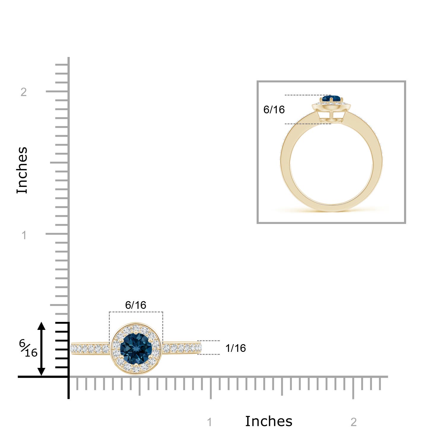 AAAA - London Blue Topaz / 0.82 CT / 14 KT Yellow Gold